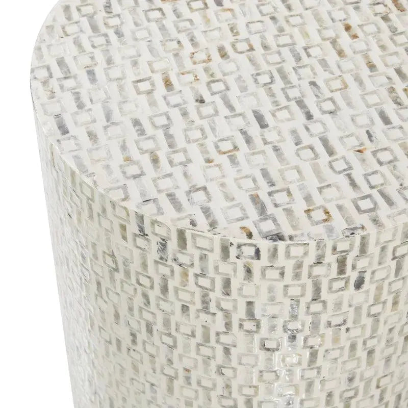 Mother of Pearl Shell Side Table with Gold Base - Jodha Furniture