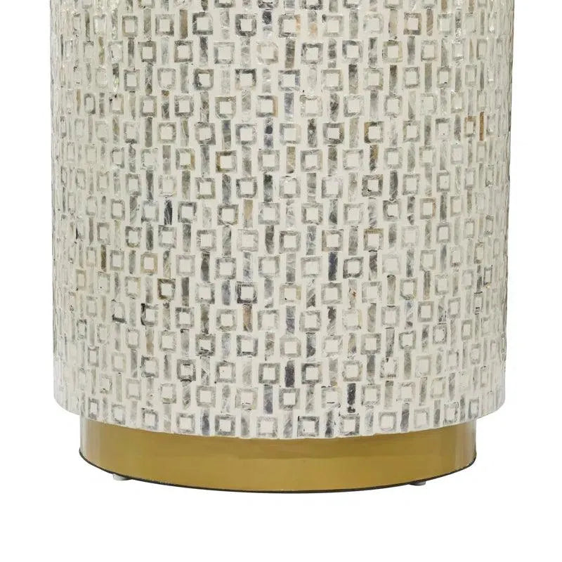 Mother of Pearl Shell Side Table with Gold Base - Jodha Furniture