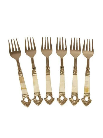 Mother Of Pearl Taj Fork (Pack Of 6) - Jodha Furniture