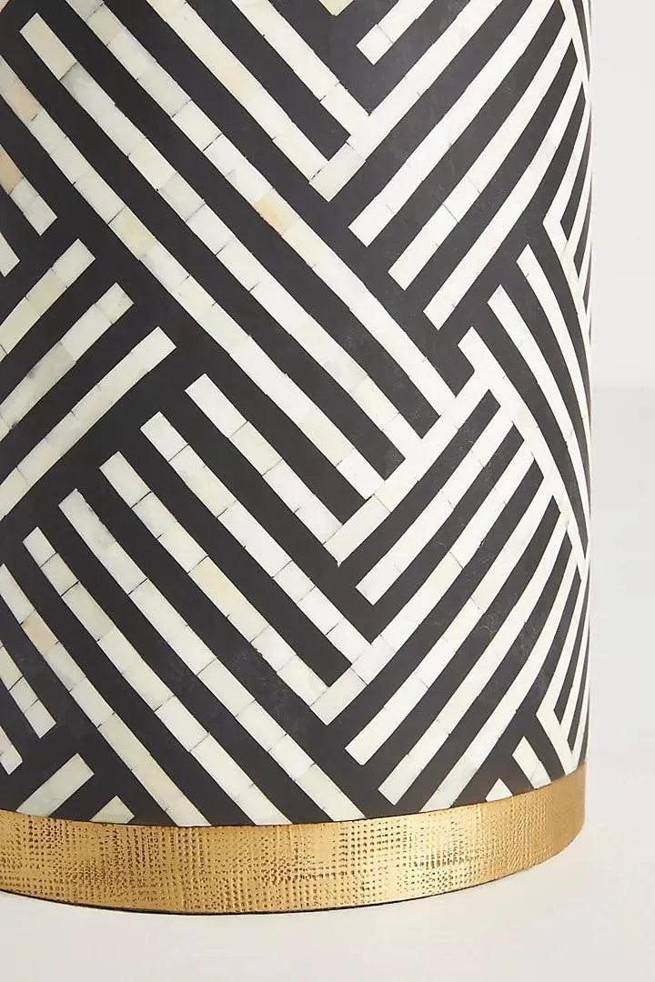 Optical Inlay Side Table - Jodha Furniture
