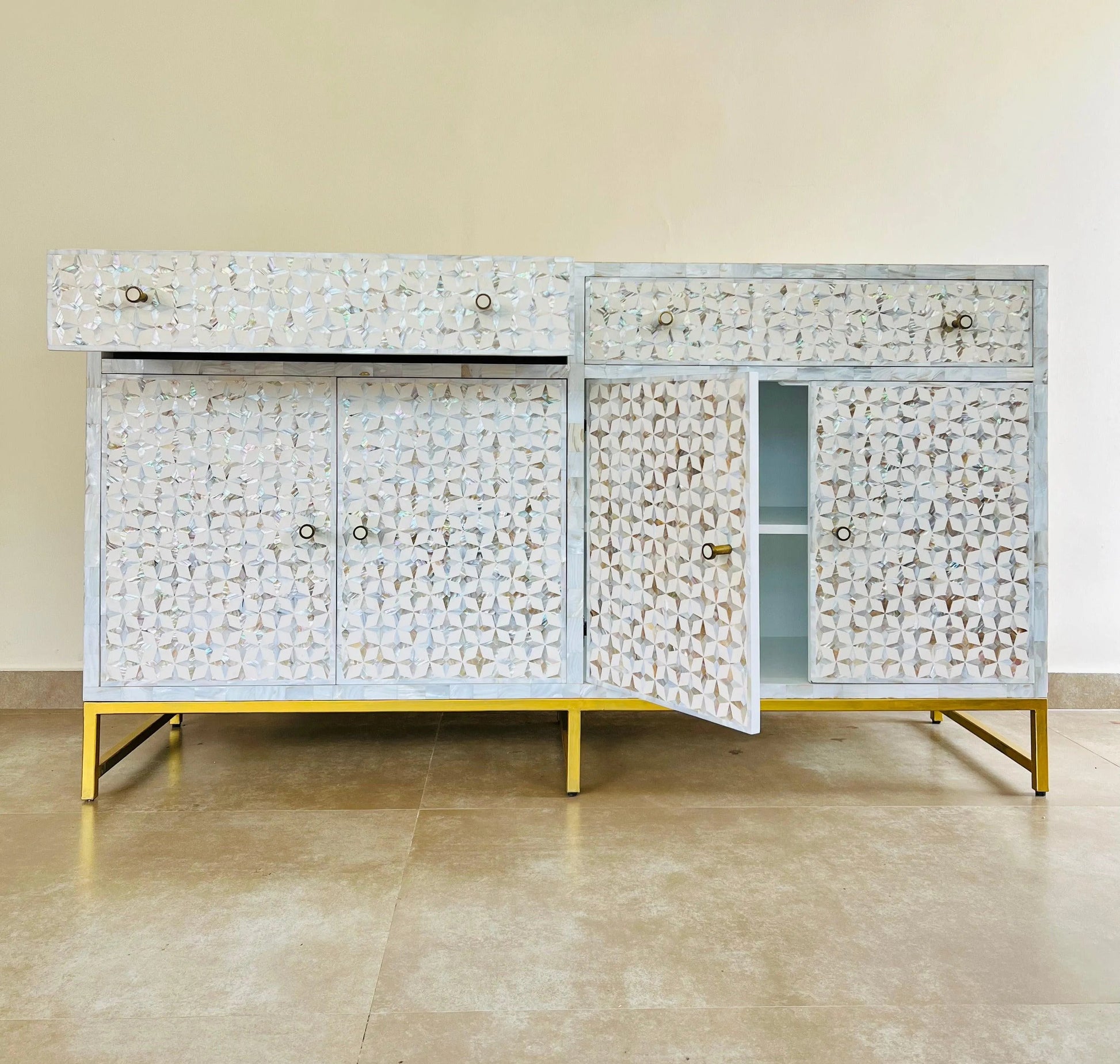 Opulent Gold-Trimmed Cabinet - Jodha Furniture