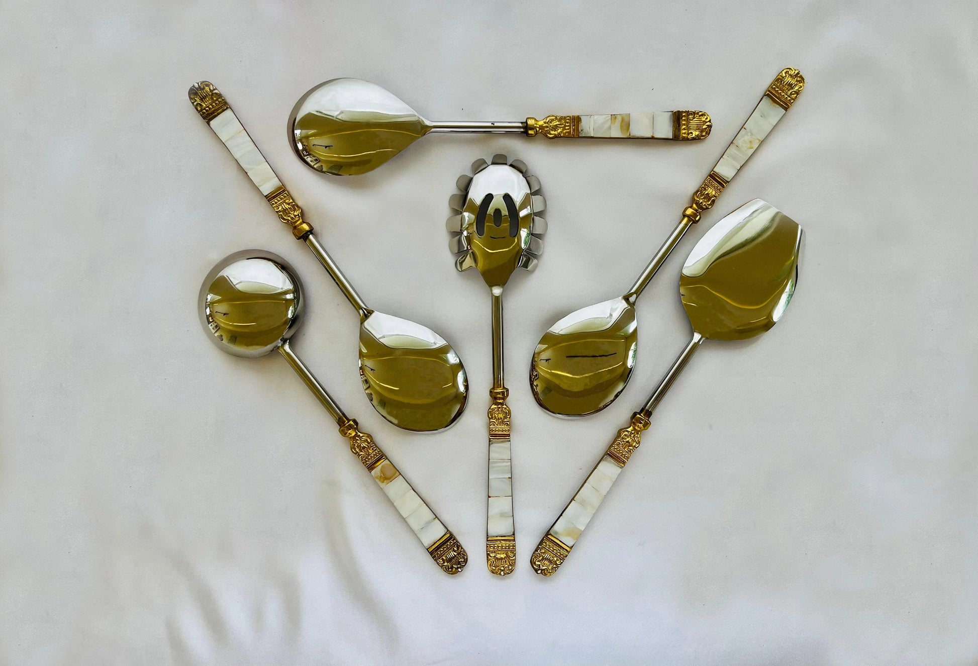 Radiant Pearl-Inlaid Cutlery Collection - Jodha Furniture