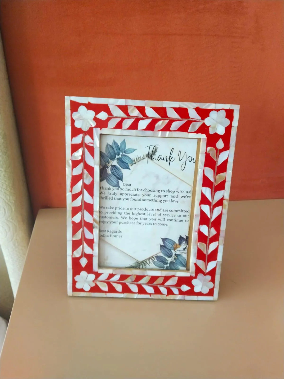 Red floral photo frame - Jodha Furniture