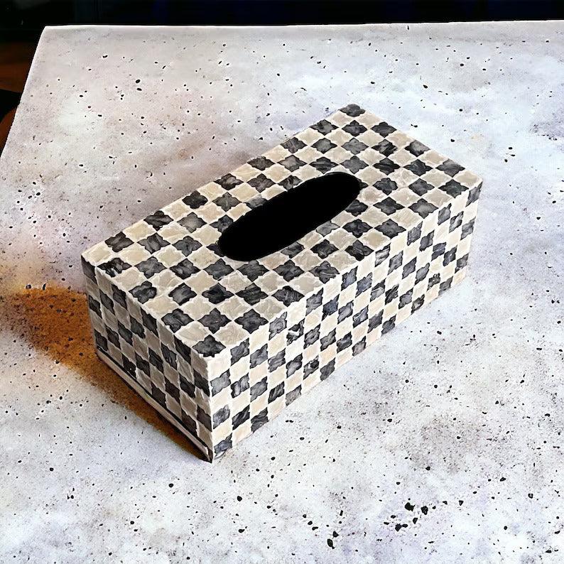 Vintage Checkered Tissue Box - Jodha Furniture