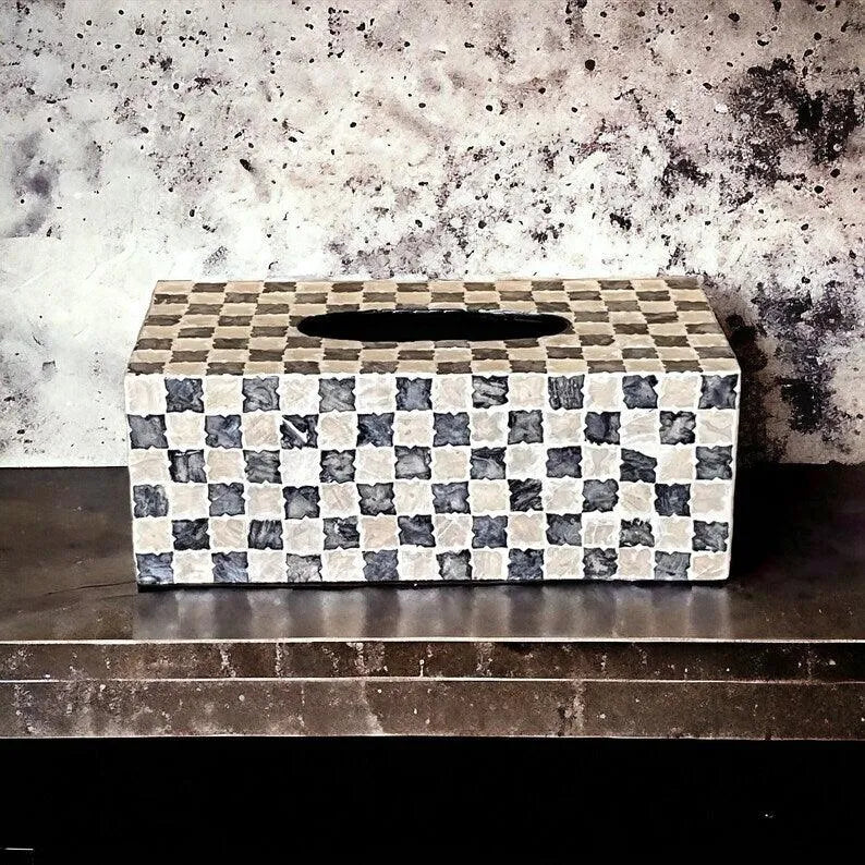 Vintage Checkered Tissue Box - Jodha Furniture