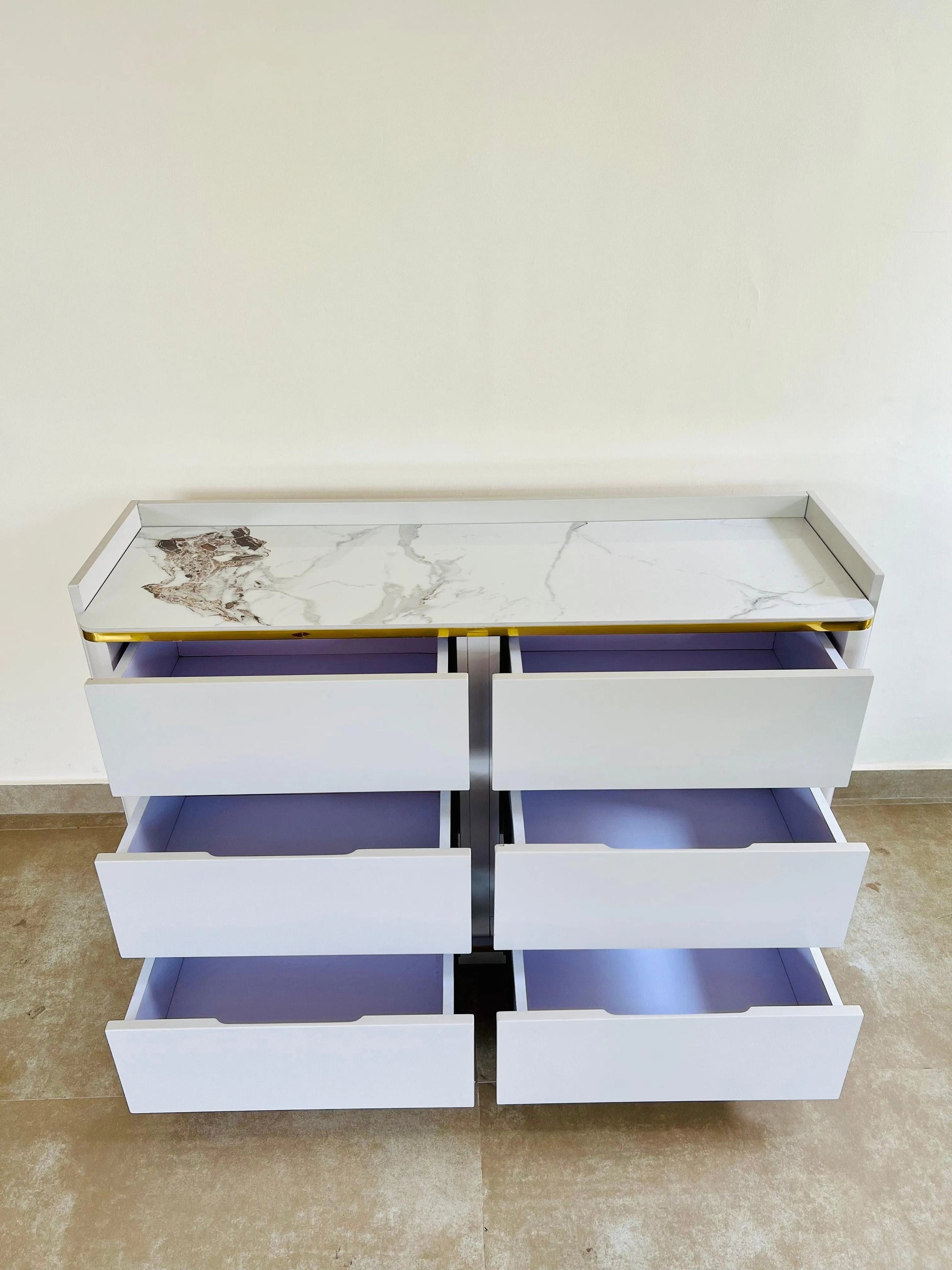 White & Gold Modern Luxe Cabinet - Jodha Furniture