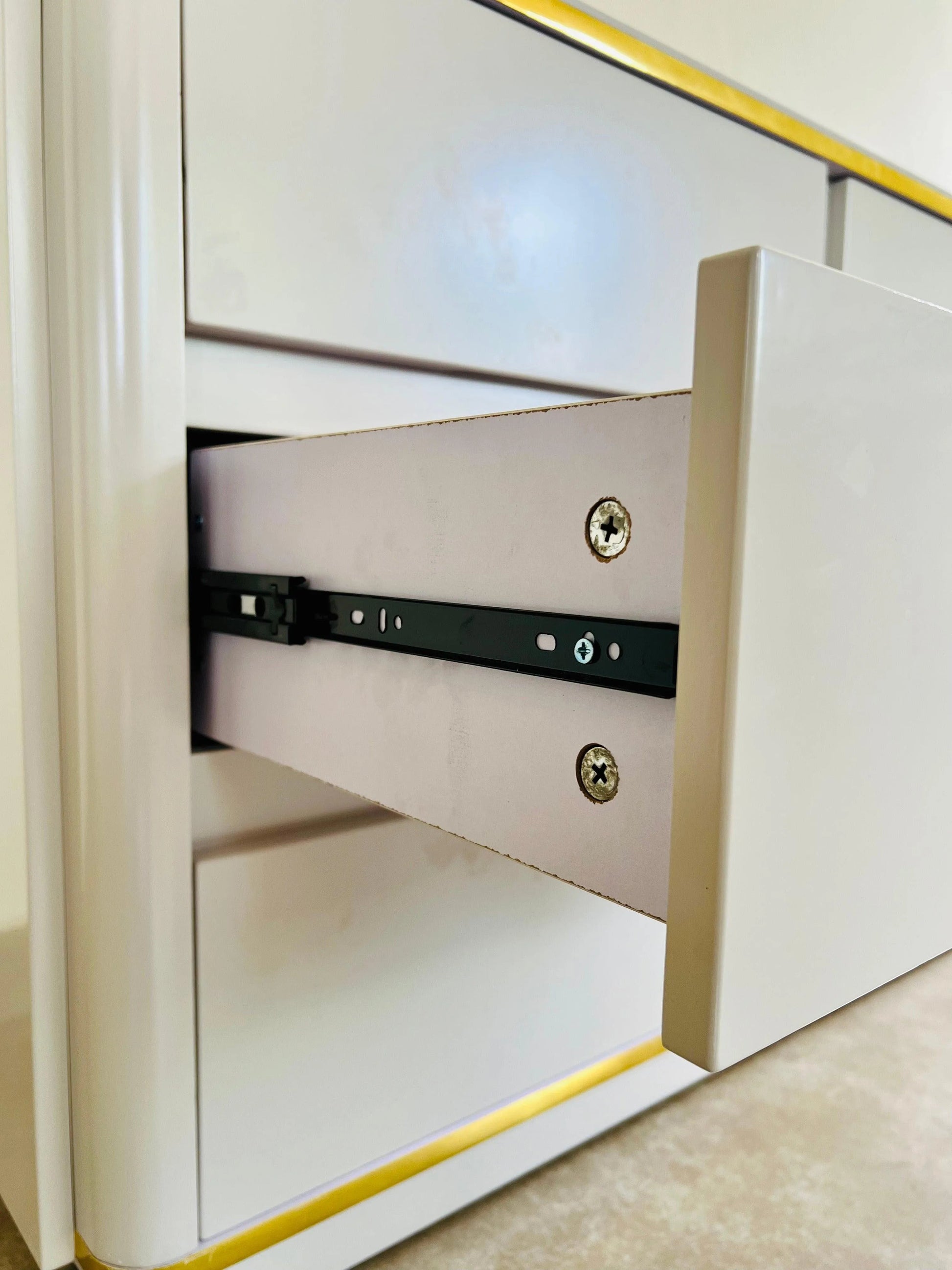 White & Gold Modern Luxe Cabinet - Jodha Furniture