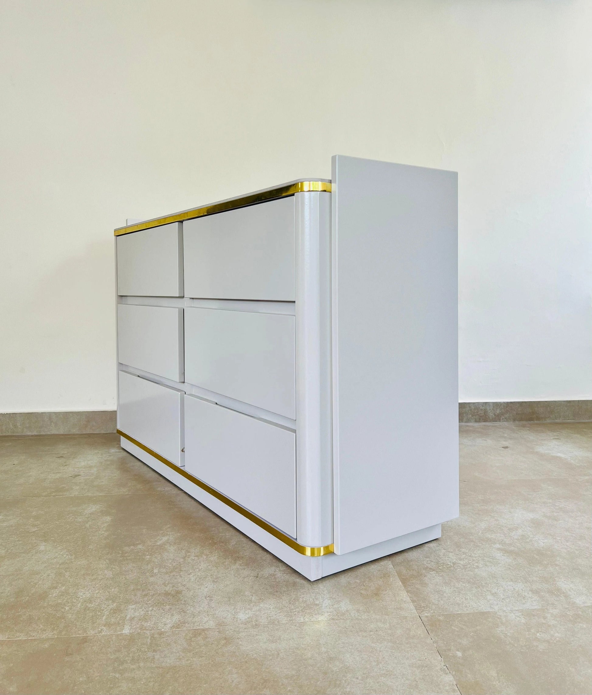White & Gold Modern Luxe Cabinet - Jodha Furniture