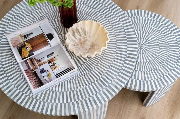 Zara Bone Inlay Nesting Table Set - Jodha Furniture